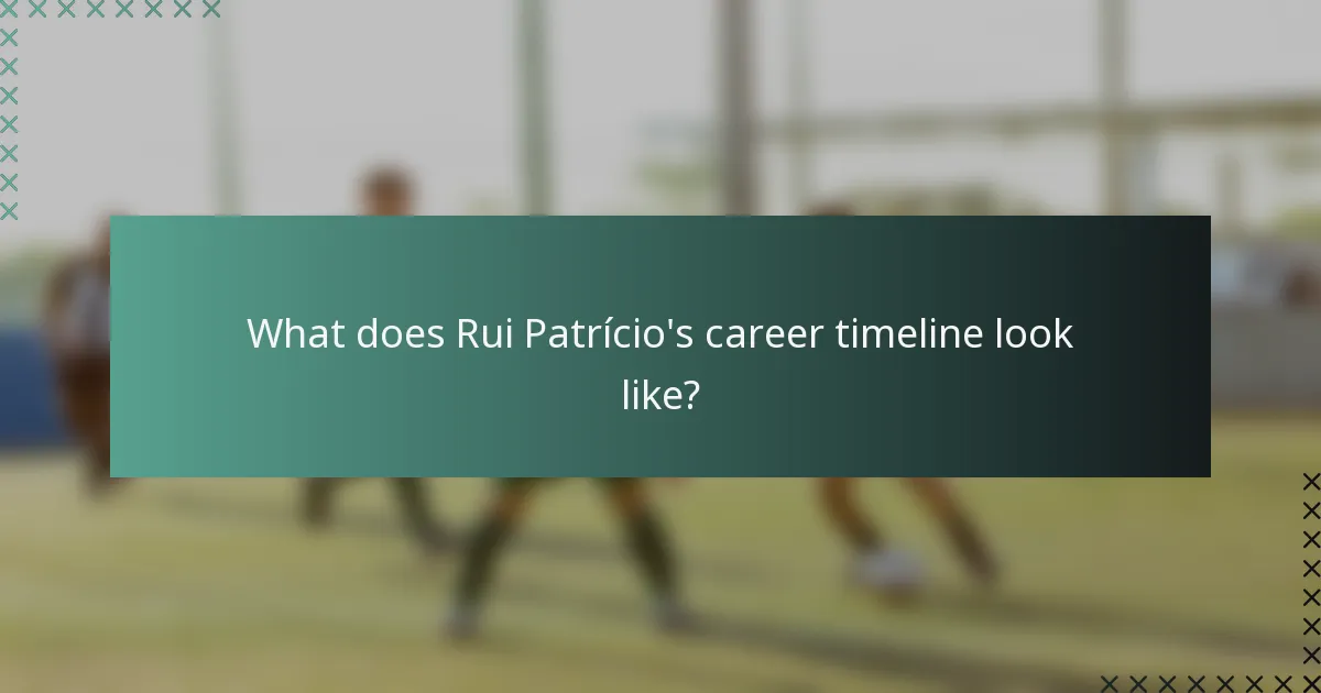 What does Rui Patrício's career timeline look like?