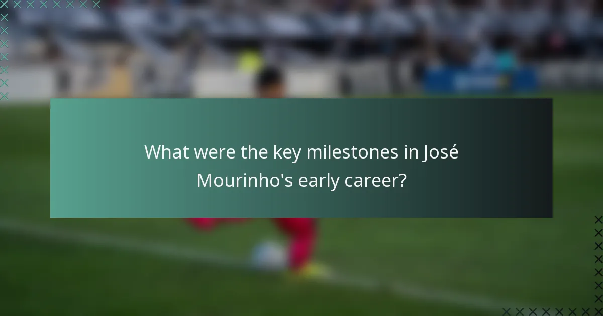 What were the key milestones in José Mourinho's early career?